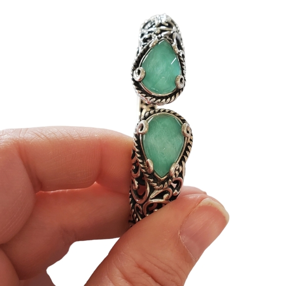 Carolyn Pollack Sterling Silver Turquoise Doublet Scroll Filagree Bracelet - Picture 12 of 14